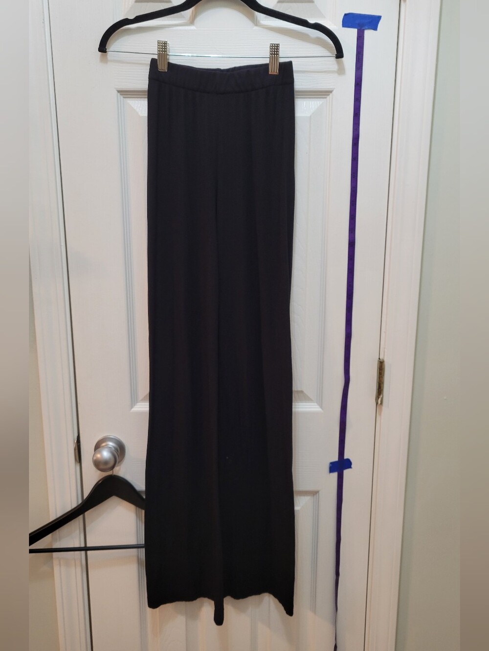 Skims Black Wide-Leg Knit Pull-On Pants